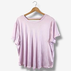 Bar III Purple Satin Blouse Size 2X Keyhole Back Short Sleeve Casual Basic